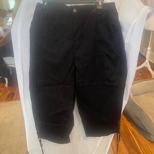 Very Nice Style&Co plus size black capri pants with side accents.  New with tags
